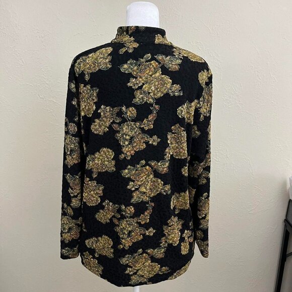 vintage 90s black floral whimsygoth grunge button up - Picture 4 of 7